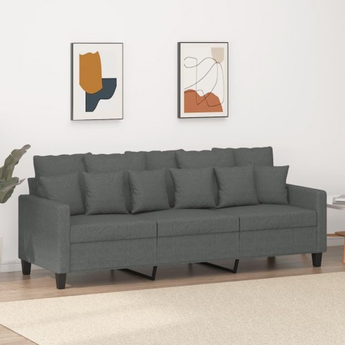 3-personers sofa i stof - mørkegrå, sædebredde 180 cm