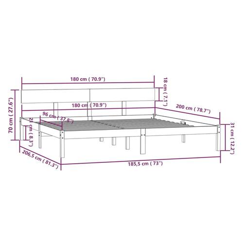 Sengeramme 180x200 cm massivt fyrretræ