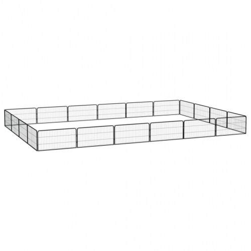 Hundegård med 20 paneler - 100 × 50 cm pr. panel, pulverlakeret stål, sort