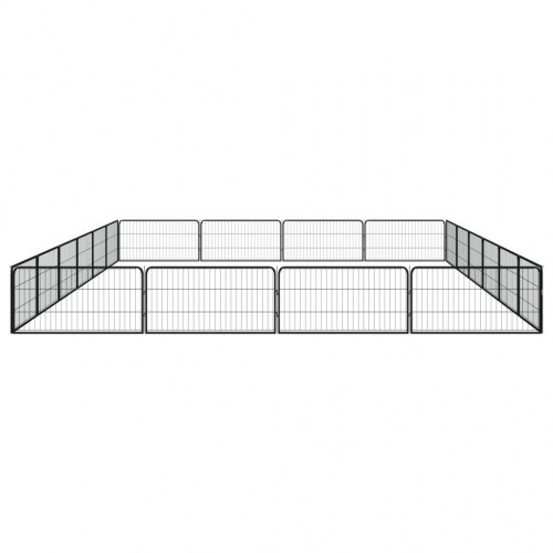 Hundegård med 20 paneler - 100 × 50 cm pr. panel, pulverlakeret stål, sort