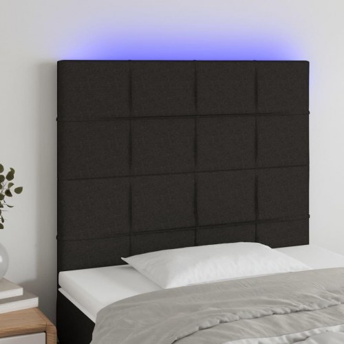 Sengegavl med LED-lys 100 x 5 x 118/128 cm - sort