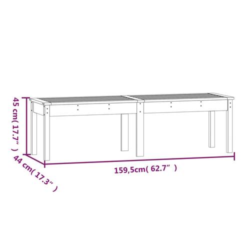 2-personers havebænk 159,5x44x45 cm massivt fyrretræ grå