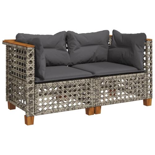 Hjørnemoduler til havesofa 2 stk. med hynder polyrattan grå
