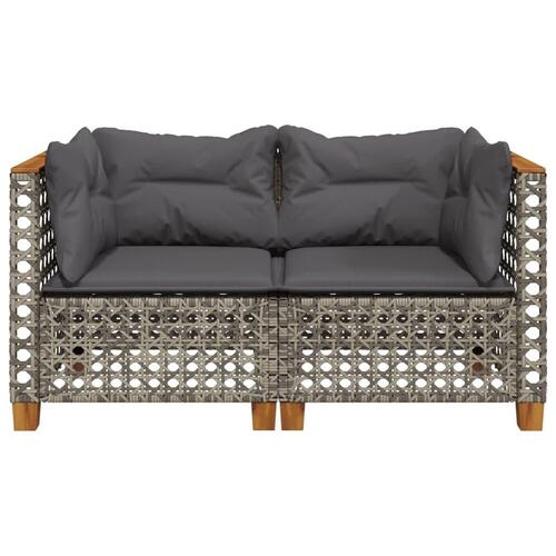 Hjørnemoduler til havesofa 2 stk. med hynder polyrattan grå