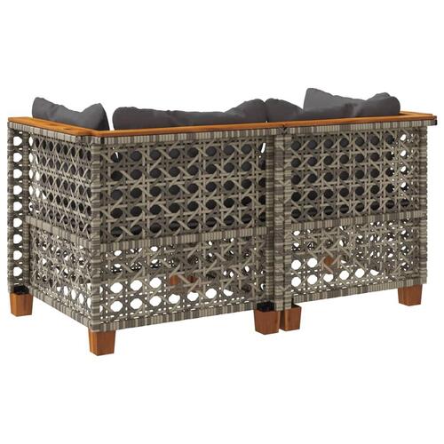 Hjørnemoduler til havesofa 2 stk. med hynder polyrattan grå