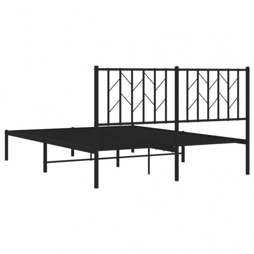 Sengeramme med sengegavl 140x190 cm - metal, sort