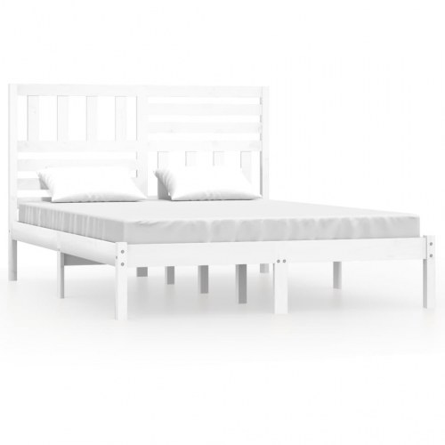 Sengeramme uden madras 150x200 cm massivt fyrretræ hvid