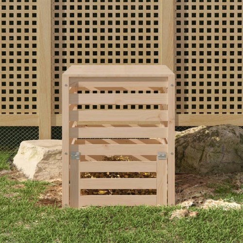 Kompostbeholder i massivt fyrretræ 63,5×63,5×77,5 cm