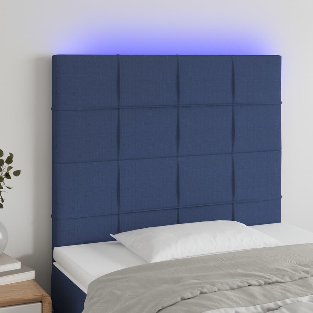 Sengegavl Med Led-Lys Stof - Blå / 100 x 5 x 118/128 cm