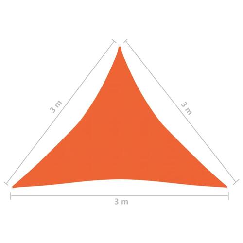 Solsejl 3x3x3 m 160 g/m² HDPE orange