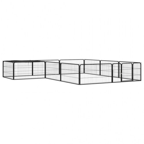 12-panels hundegård 100 × 50 cm i pulverlakeret stål - sort