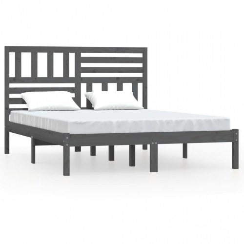 Sengeramme 150x200 cm kingsize massivt fyrretræ grå