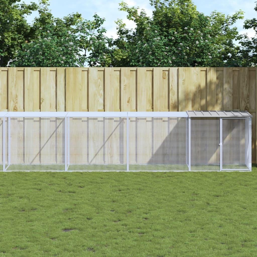 Hønsebur med tag 1003x98x90 cm galvaniseret stål lysegrå
