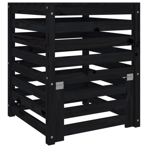Kompostbeholder 63,5x63,5x77,5 cm massivt fyrretræ sort