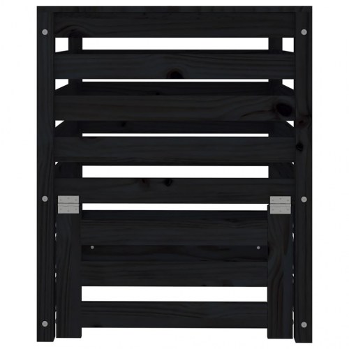 Kompostbeholder 63,5x63,5x77,5 cm massivt fyrretræ sort