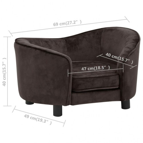 Hundesofa i plys 69 x 49 x 40 cm - brun