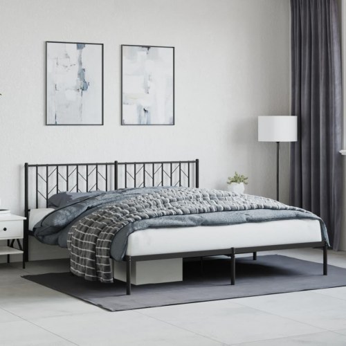Sengeramme med sengegavl 183×213 cm - metal, sort