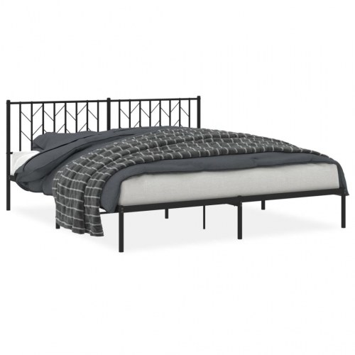 Sengeramme med sengegavl 183×213 cm - metal, sort