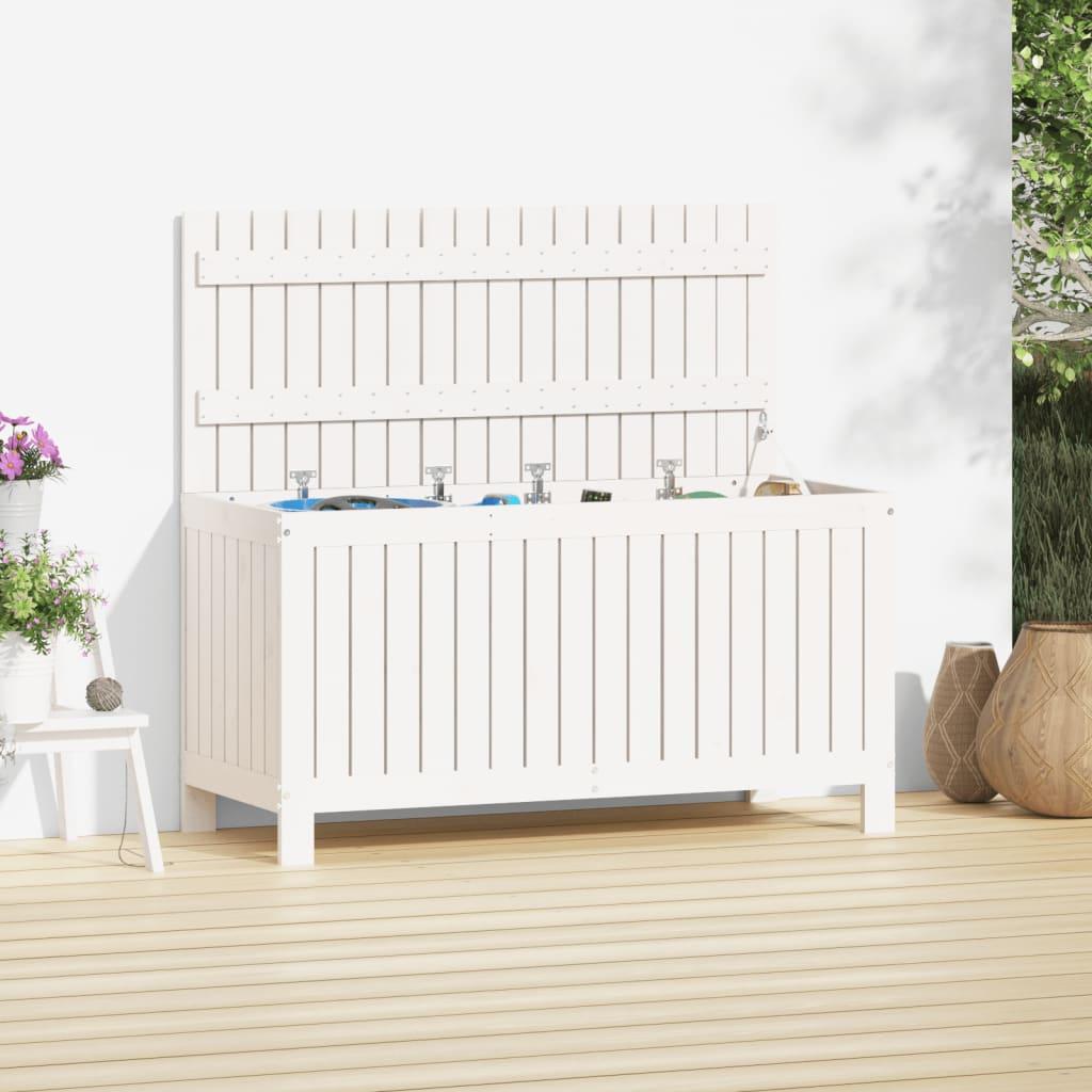 Opbevaringskasse til haven 115x49x60 cm massivt fyrretræ hvid