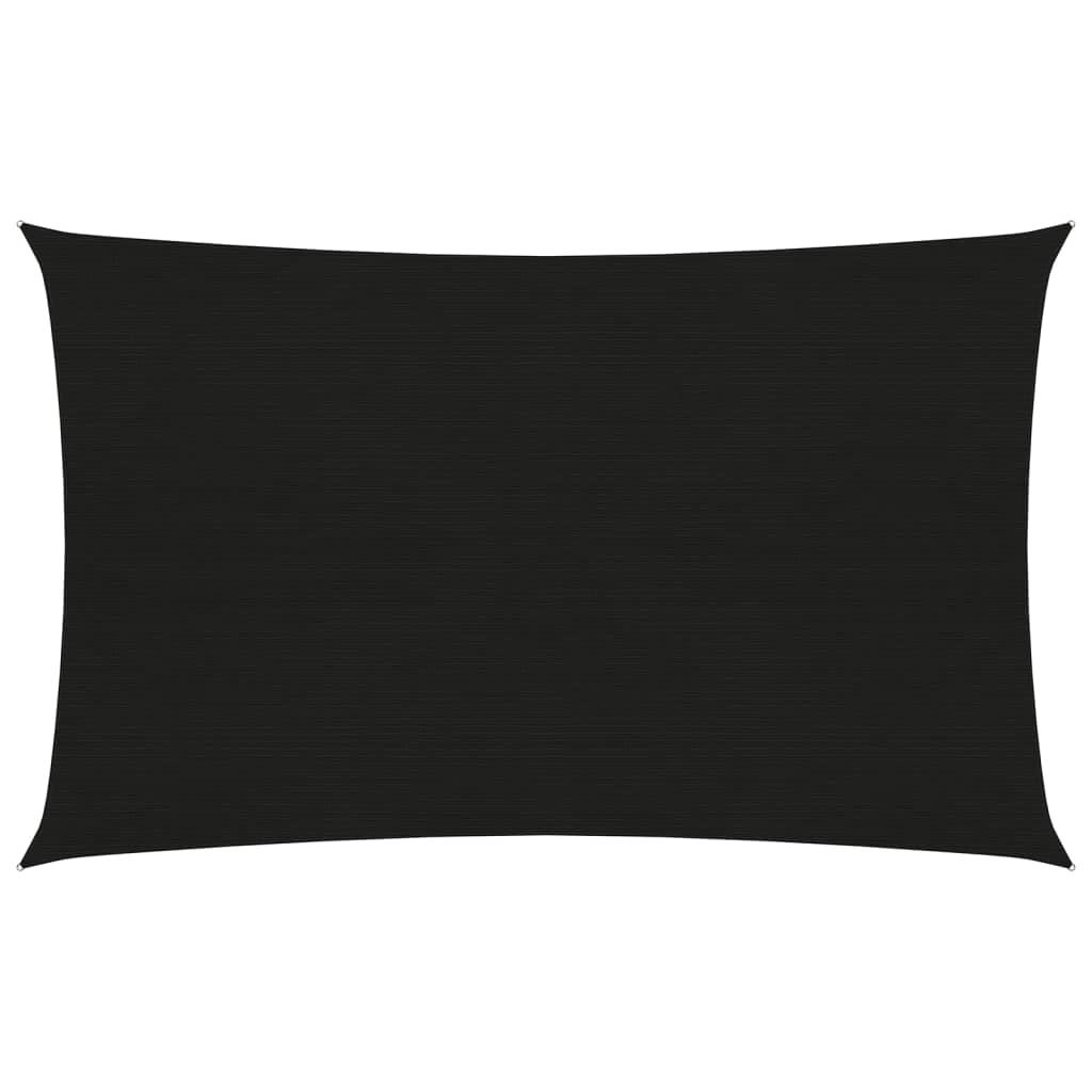 Solsejl 4 × 6 m - HDPE 160 g/m², sort rektangulær