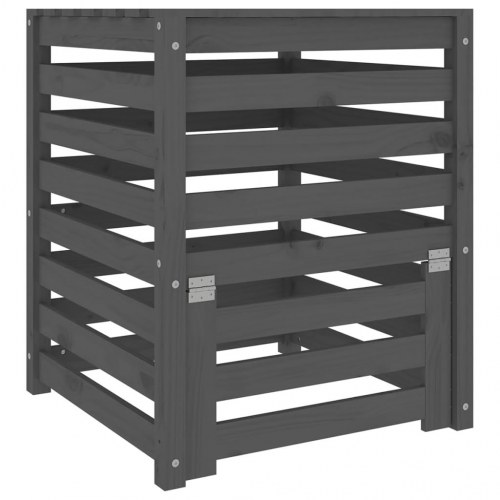Kompostbeholder 63,5x63,5x77,5 cm massivt fyrretræ Grå