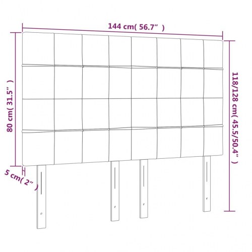 Sengegavl med LED-lys 144 x 5 x 118/128 cm - cremefarvet