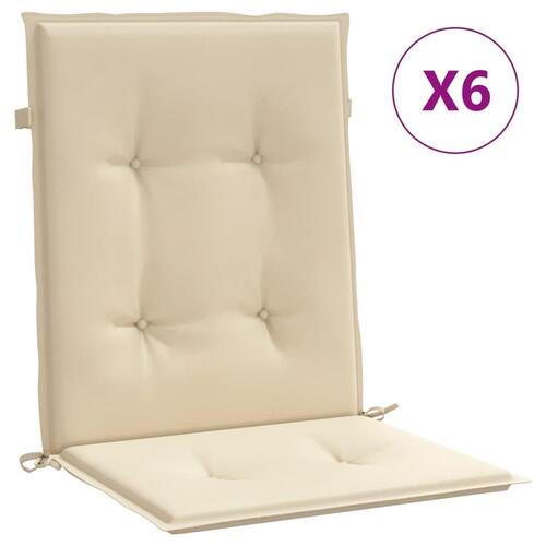 Stolehynde m. lav ryg 6 stk. 100x50x3 cm oxfordstof beige