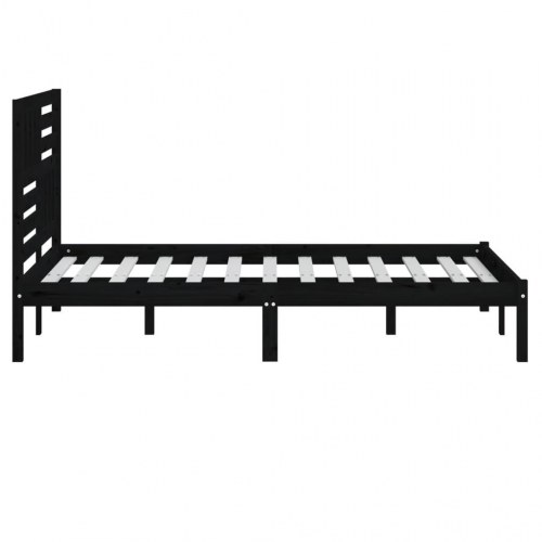 Sengeramme 150x200 cm massivt fyrretræ sort