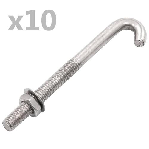 Forankret J-bolt 25 sæt med møtrik og spændeskive M8 x 100 mm