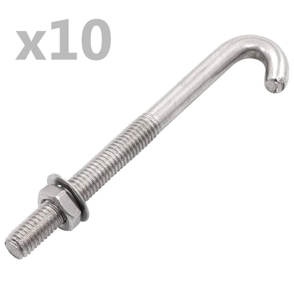 Forankret J-bolt 25 sæt med møtrik og spændeskive M8 x 100 mm