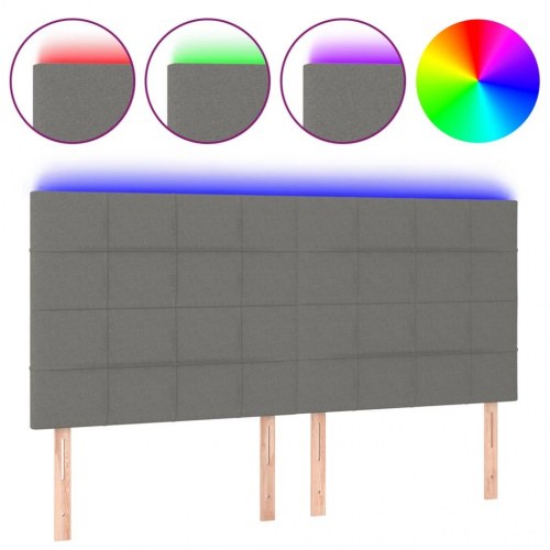Sengegavl med LED-lys 160 x 5 x 118/128 cm - mørkegrå