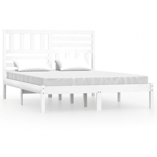Sengeramme 160x200 cm King Size massivt fyrretræ hvid