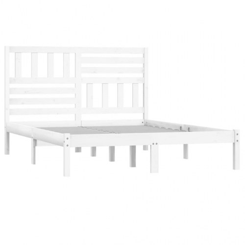 Sengeramme 160x200 cm King Size massivt fyrretræ hvid