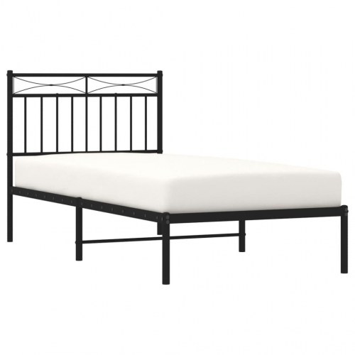 Sengeramme med sengegavl 90×190 cm - metal, sort