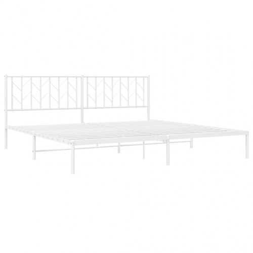 Sengeramme med sengegavl 200x200 cm metal hvid