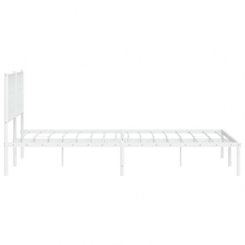 Sengeramme med sengegavl 200x200 cm metal hvid