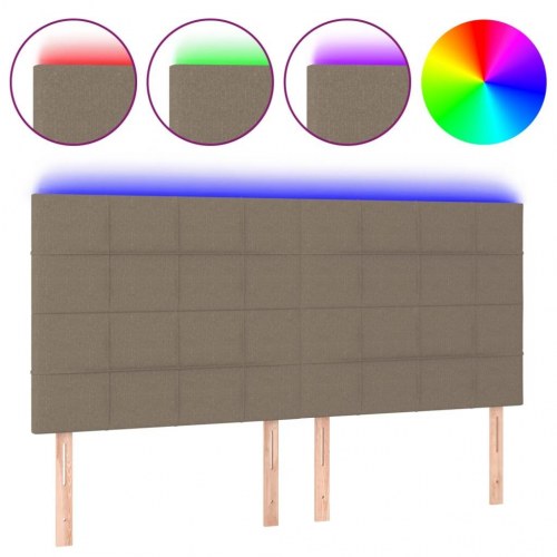 Sengegavl med LED-lys 160 x 5 x 118/128 cm - gråbrun