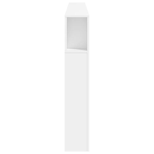 Sengegavl med LED-lys 220x18,5x103,5 cm konstrueret træ hvid