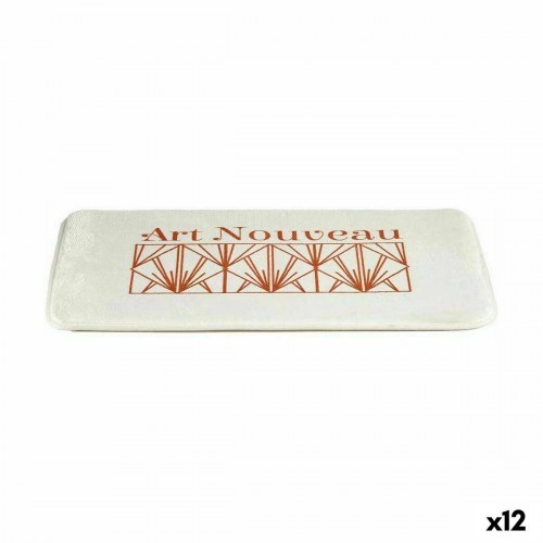 Bademåtte Berilo Art Nouveau - hvid/bronze, PVC-bund, 40 × 60 cm (12 stk.)