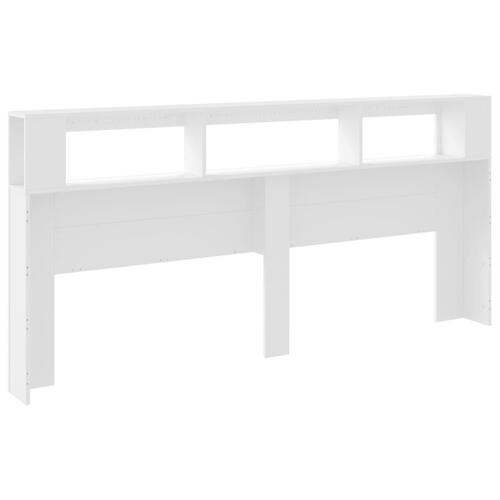 Sengegavl med LED-lys 220x18,5x103,5 cm konstrueret træ hvid