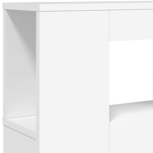 Sengegavl med LED-lys 220x18,5x103,5 cm konstrueret træ hvid