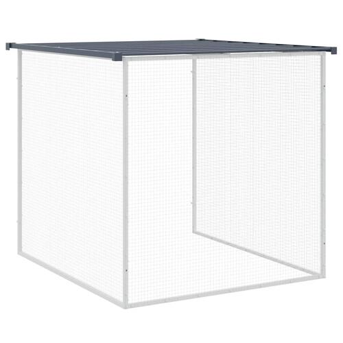 Hønsebur med tag 203x98x90 cm galvaniseret stål antracitgrå