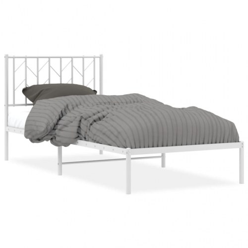 Sengeramme med sengegavl 90×200 cm - metal, hvid