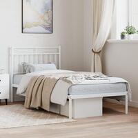 Sengeramme med sengegavl 90x200 cm metal hvid