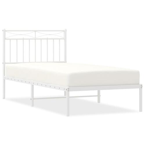 Sengeramme med sengegavl 90x200 cm metal hvid