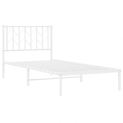 Sengeramme med sengegavl 90×200 cm - metal, hvid
