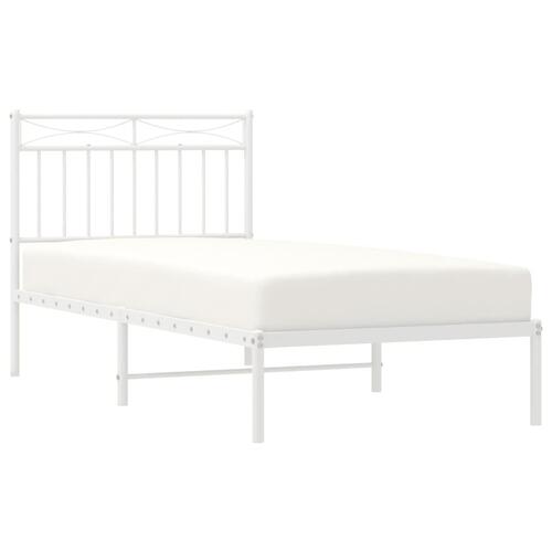 Sengeramme med sengegavl 90x200 cm metal hvid