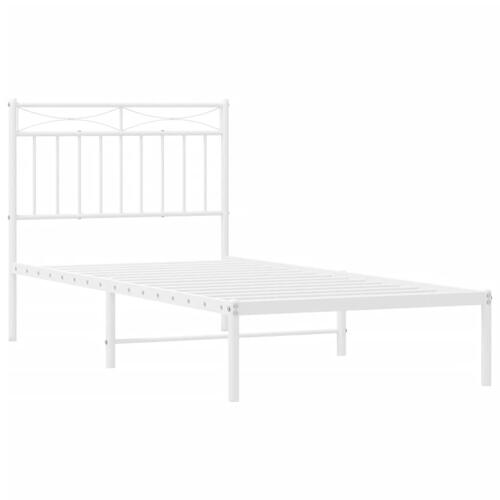 Sengeramme med sengegavl 90x200 cm metal hvid