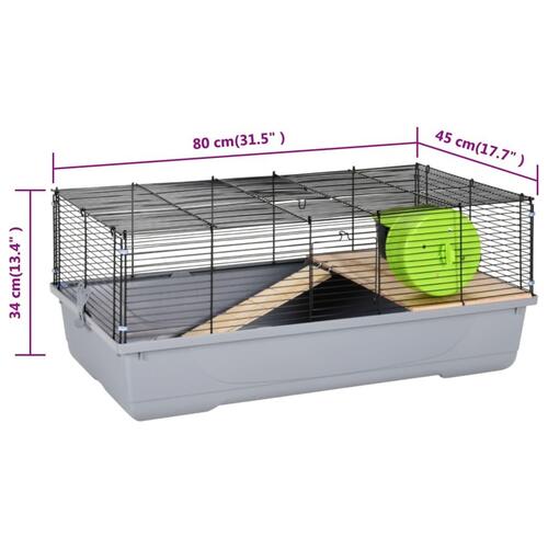 Hamsterbur 80x45x34 cm polypropylen og metal grå