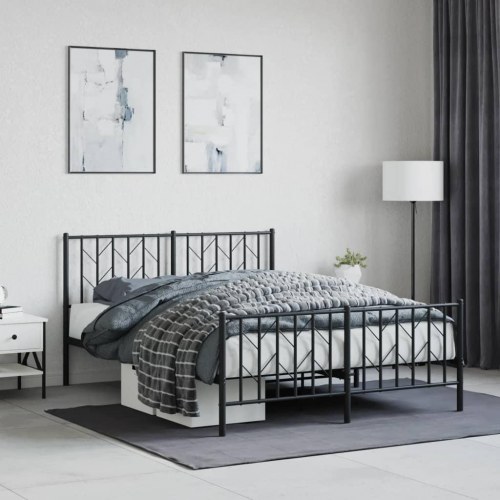 Sengeramme med sengegavl og fodgærde 140x200 cm metal sort